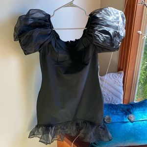 Black puff sleeve dress